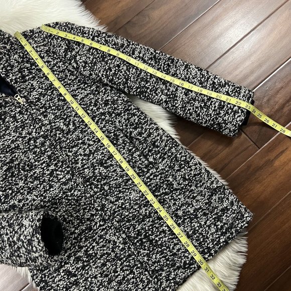 J. Crew‎ Size 00 Black White Speckled Boucle Lodge Coat H2632 - Picture 6 of 13